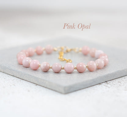 Pink Opal Gemstone Bracelet