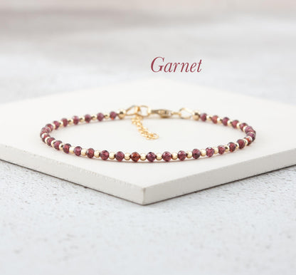 Dainty Red Garnet Gemstone Bracelet