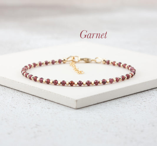 Dainty Red Garnet Gemstone Bracelet