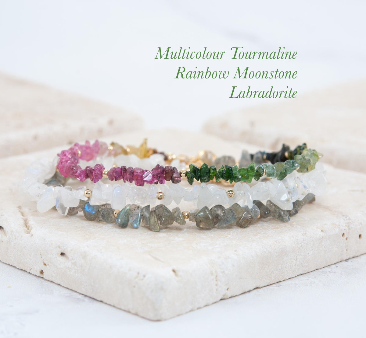 Raw Rainbow Moonstone Gemstone Bracelet