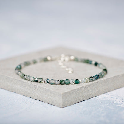 Moss Agate Dainty Gemstone Bracelet