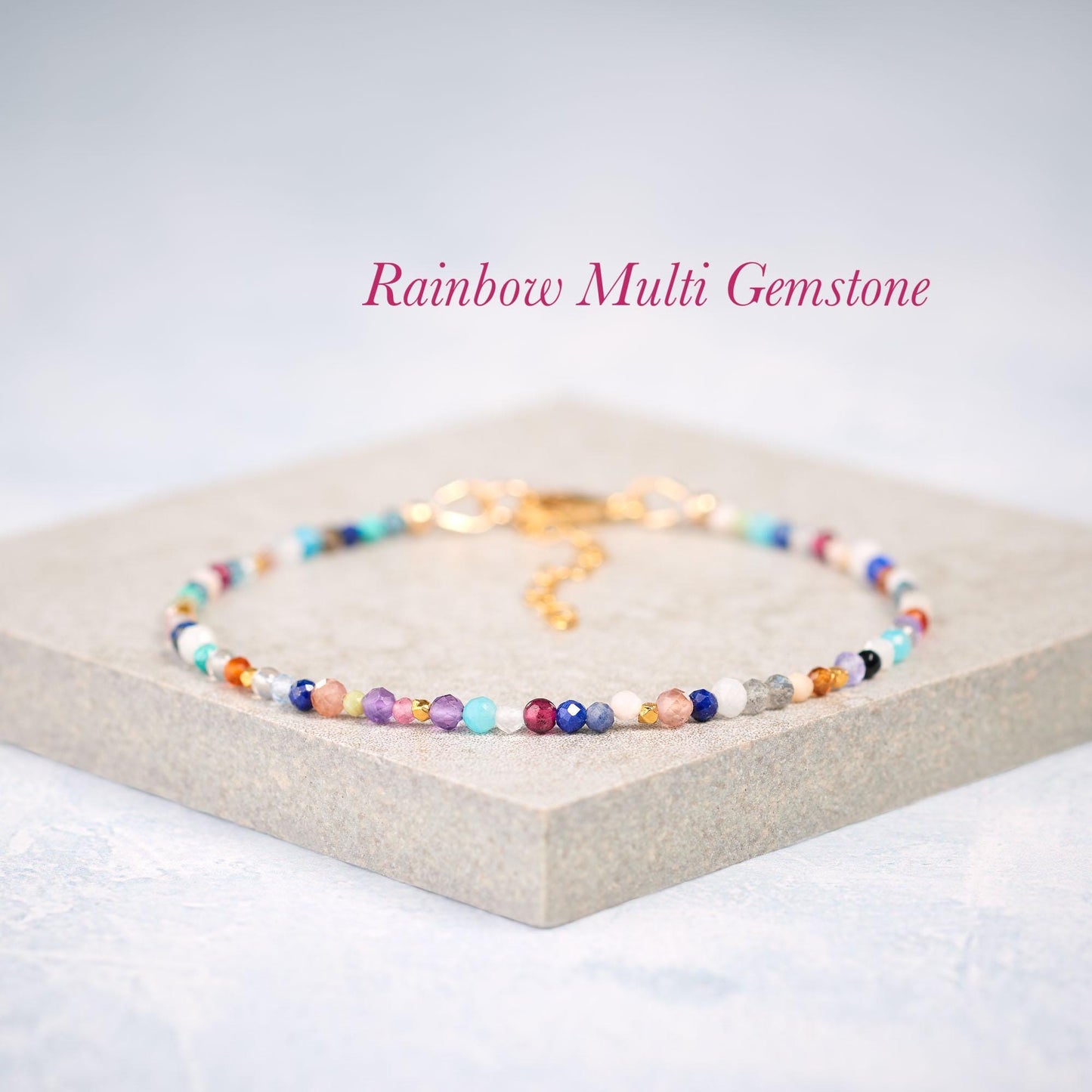 Dainty Rainbow Multi Gemstone Necklace