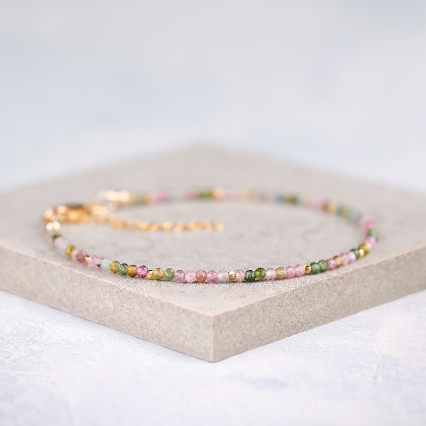Dainty Multicolour Tourmaline Gemstone Bracelet