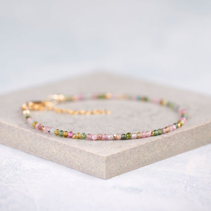 Dainty Multicolour Tourmaline Gemstone Bracelet