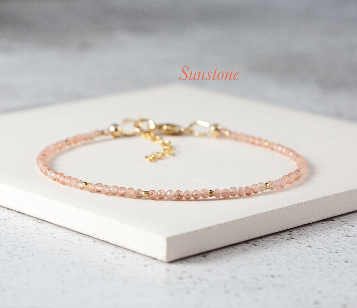 Dainty Sunstone Gemstone Bracelet (2mm)