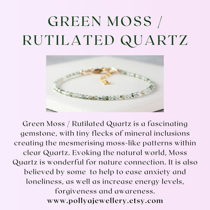 Dainty Moss / Green Rutile Quartz Gemstone Bracelet