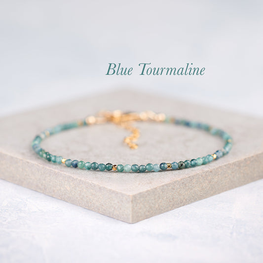 Dainty Blue Tourmaline Gemstone Bracelet