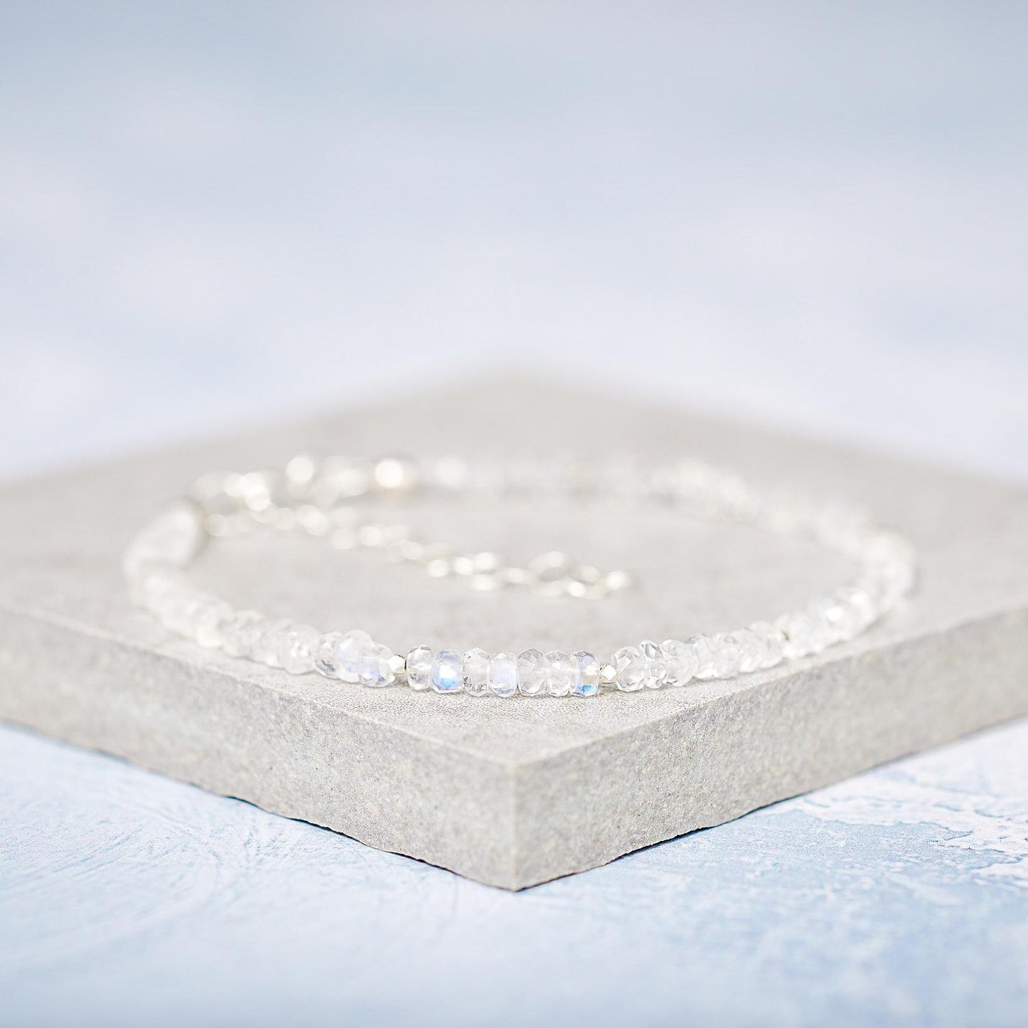 Dainty Rainbow Moonstone Gemstone Bracelet (AAA Grade)