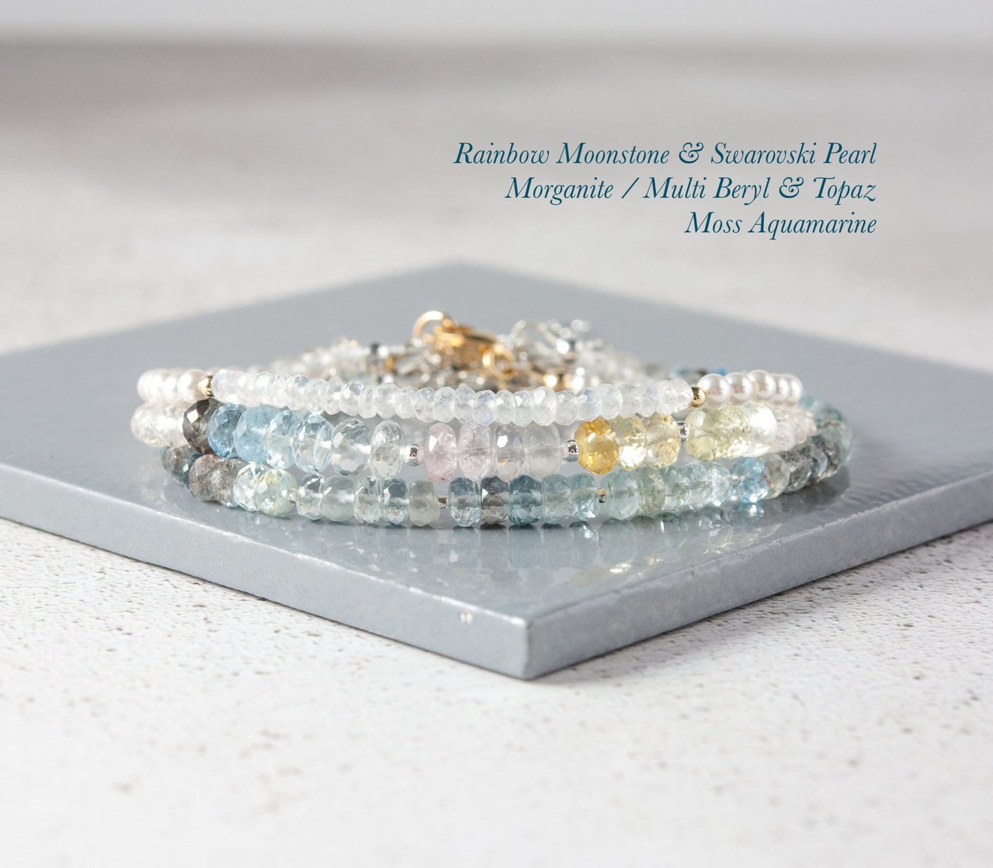 Rainbow Moonstone and Pearl Gemstone Bracelet