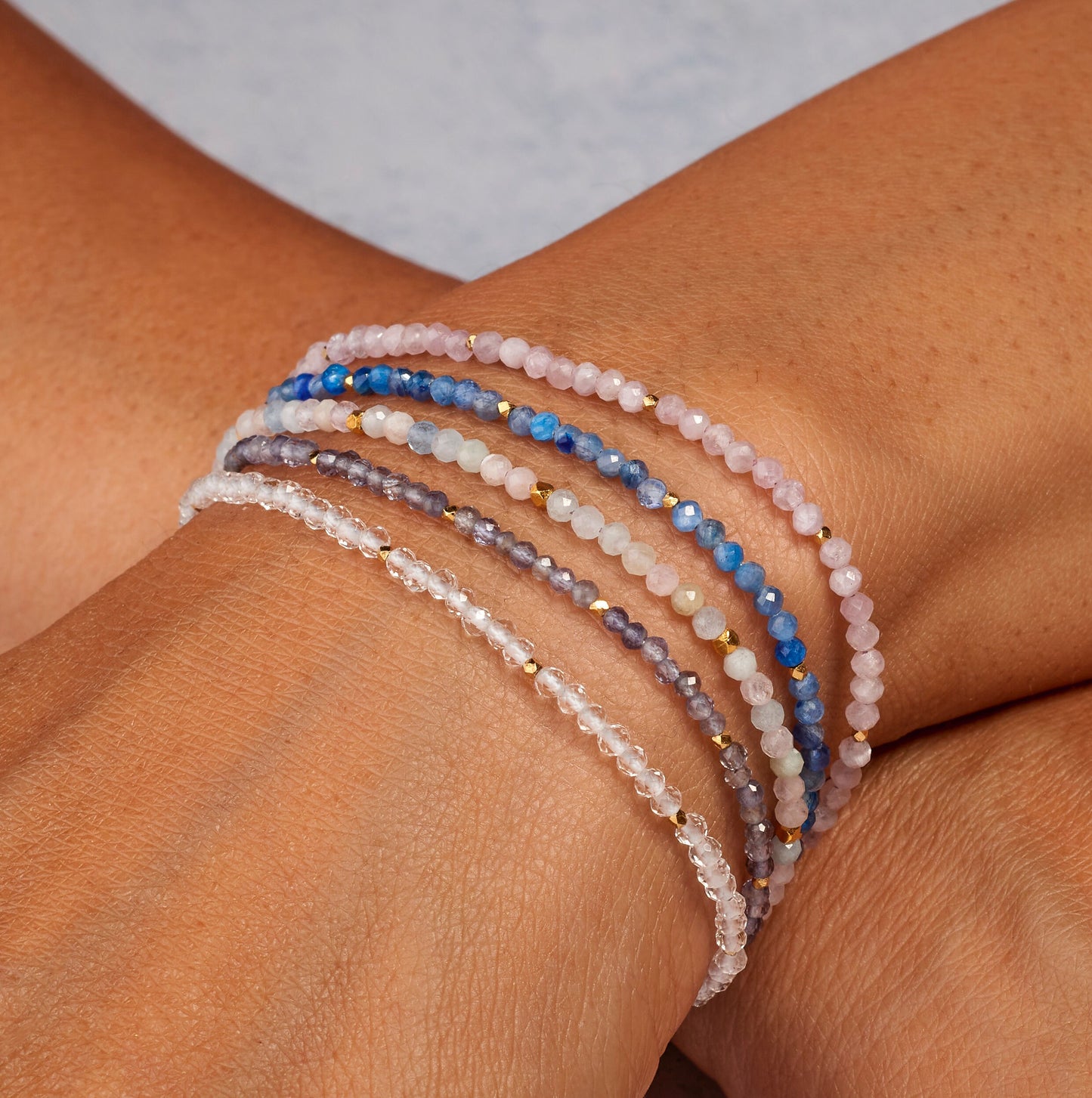 Dainty Morganite / Aquamarine (Multicolour Beryl) Gemstone Bracelet