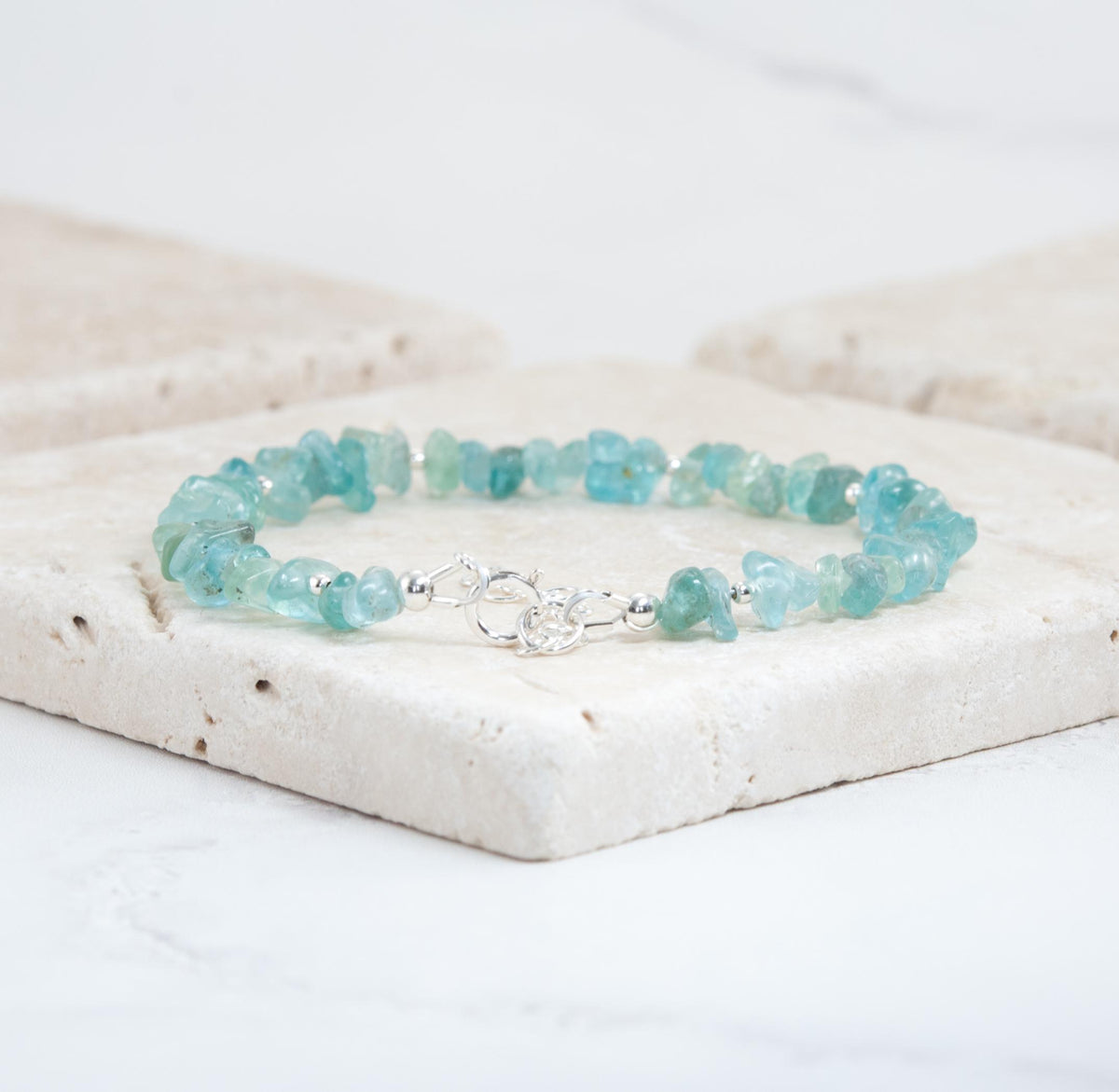 Raw Aqua Apatite Gemstone Bracelet