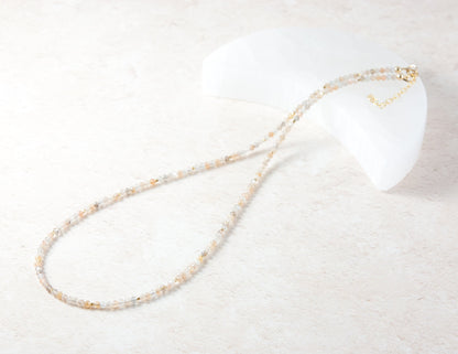 Dainty Sunstone and Moonstone Gemstone Necklace