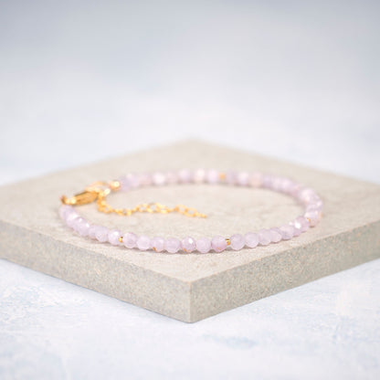 Dainty Kunzite Gemstone Bracelet (3mm)