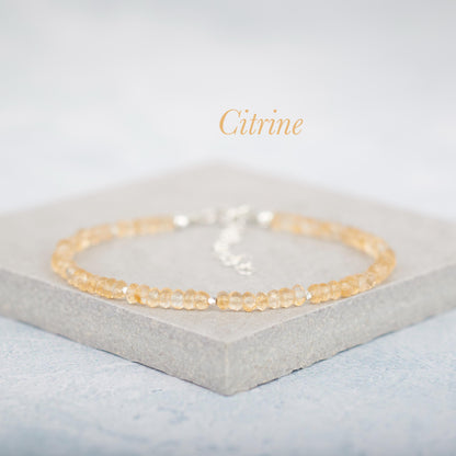 Dainty Citrine Gemstone Bracelet