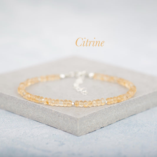 Dainty Citrine Gemstone Bracelet