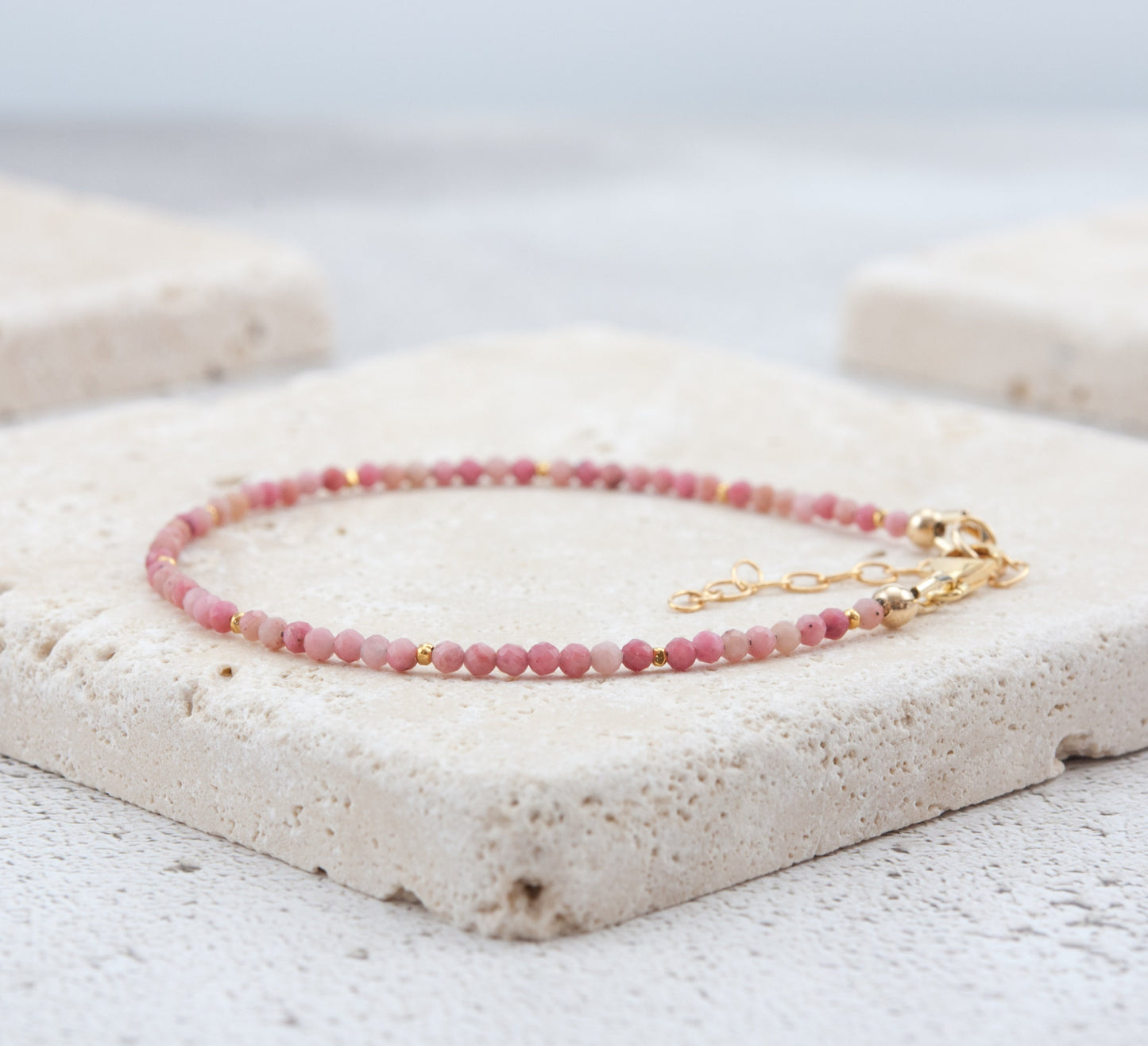 Dainty Rhodonite Gemstone Bracelet