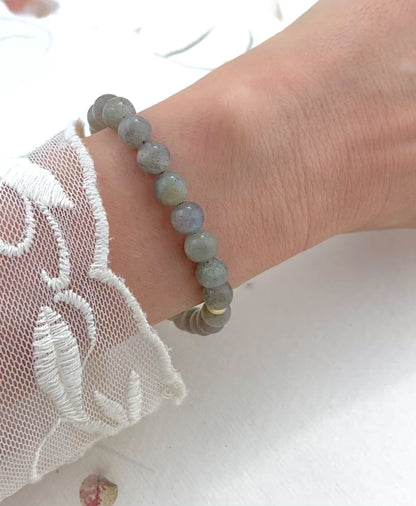 Labradorite & 14k Gold Fill / 925 Sterling Silver Rondelle Gemstone Bracelet
