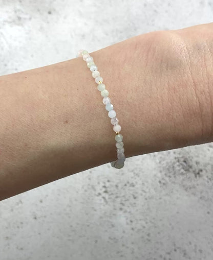 Dainty Multicolour Morganite (Beryl) Gemstone Bracelet (3mm)