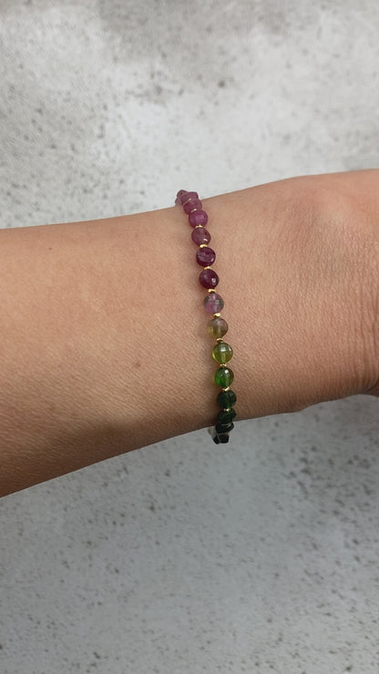 Tourmaline Dainty Coin Bead Bracelet