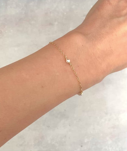 Dainty Gold Fill Pearl Stations Bracelet
