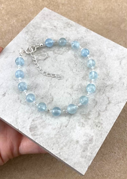 Aquamarine A+ Grade Gemstone Bracelet