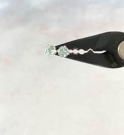 Dainty Sky Blue Topaz Gemstone Stud Earrings