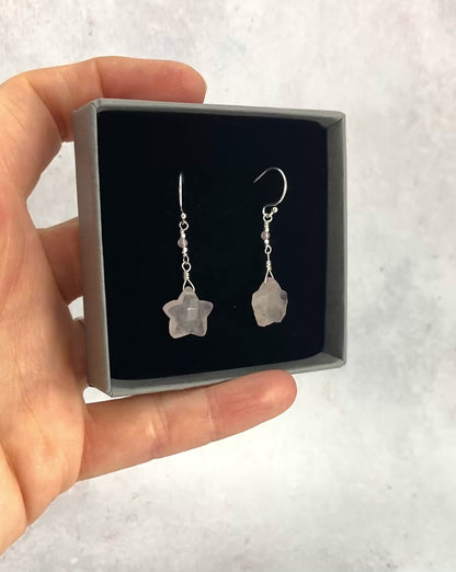 Rose Quartz Star Earrings