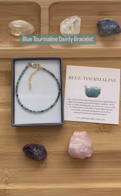 Dainty Blue Tourmaline Gemstone Bracelet
