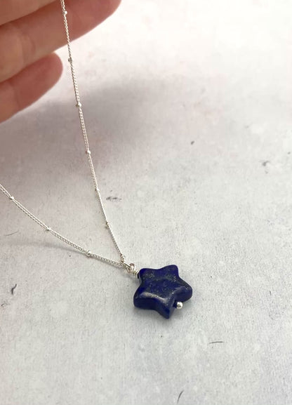 Lapis Lazuli Gemstone Star Necklace