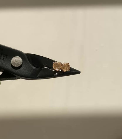 Dainty Golden Rutile Quartz Gemstone Stud Earrings