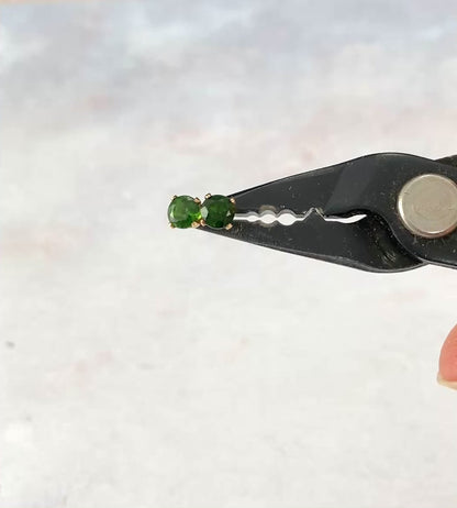 Dainty Chrome Diopside Gemstone Stud Earrings
