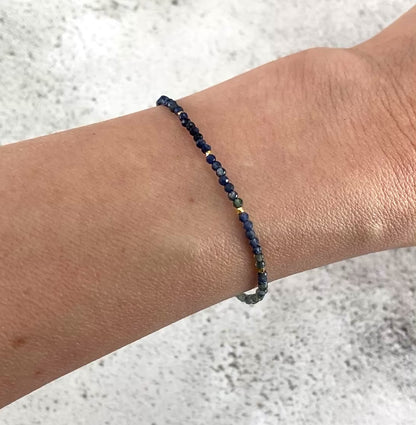 Dainty Blue Sapphire Ombre / Shaded Gemstone Bracelet