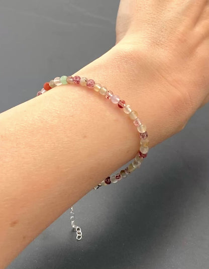 Multicolour Rutile Quartz Dainty Gemstone Bracelet