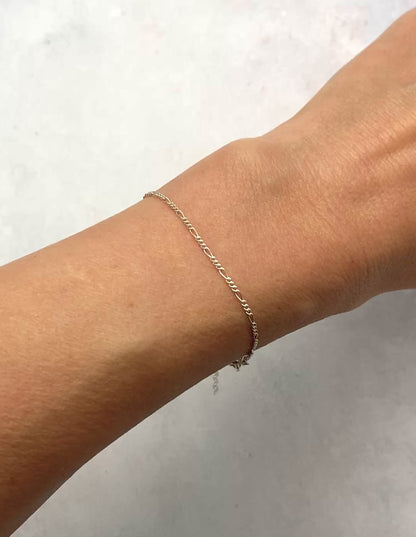 Dainty Silver Figaro Chain Bracelet