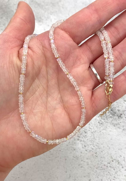 Dainty Rainbow Moonstone Necklace (AAA Grade)