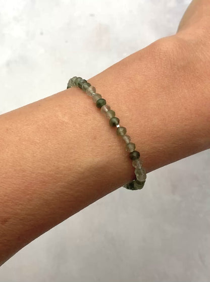 Green Moss / Rutile Quartz Gemstone Bracelet
