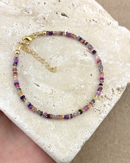 Dainty Multicolour Sapphire Gemstone Bracelet