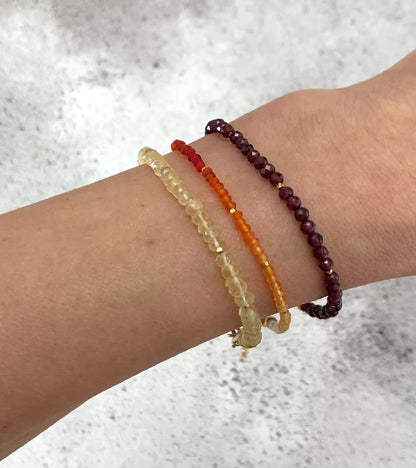 Set Of 3 Dainty Stacking Bracelets (Fire Opal, Citrine & Garnet)