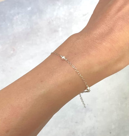 Dainty Sterling Silver Pearl Stations Bracelet