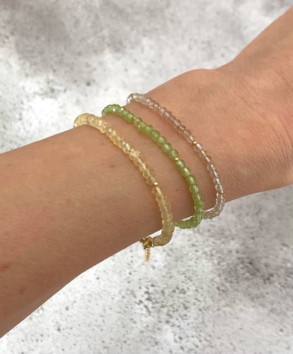 Set Of 3 Dainty Stacking Bracelets (Imperial Topaz, Peridot & Citrine)