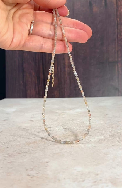 Dainty Sunstone and Moonstone Gemstone Necklace