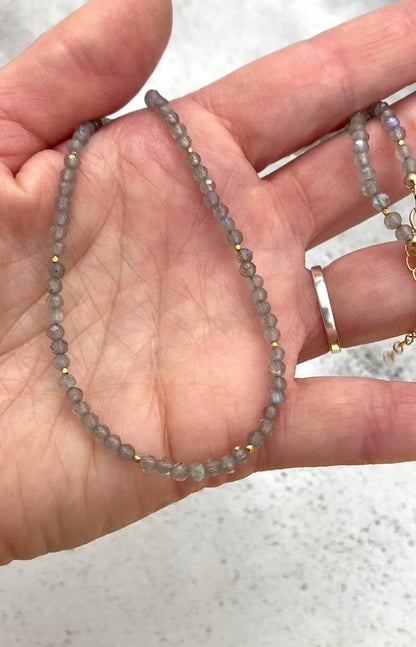 Dainty Labradorite Gemstone Necklace (AAA Grade)