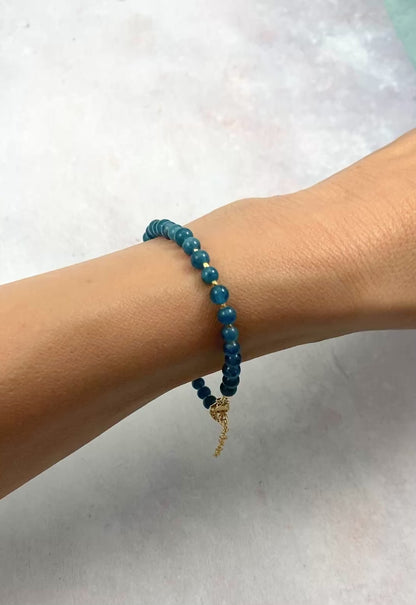 Teal Blue Apatite Gemstone Bracelet
