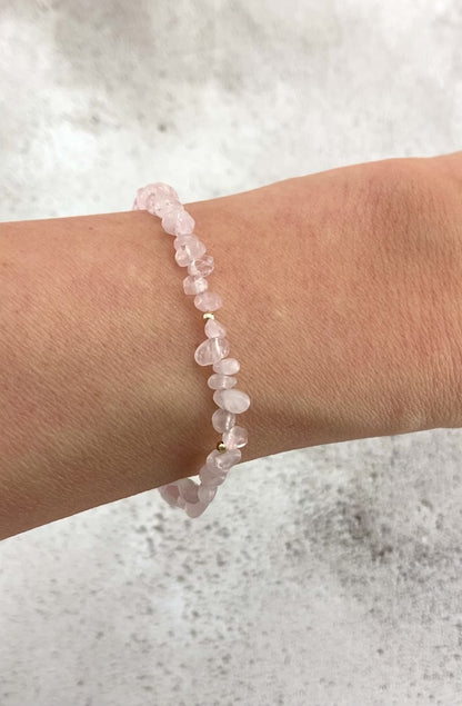 Raw Rose Quartz Gemstone Bracelet