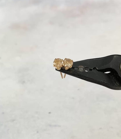Dainty Golden Rutile Quartz Gemstone Stud Earrings