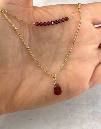 Garnet Two-Strand Layered Necklace