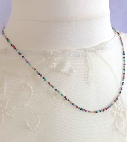 Dainty Rainbow Multi Gemstone Necklace