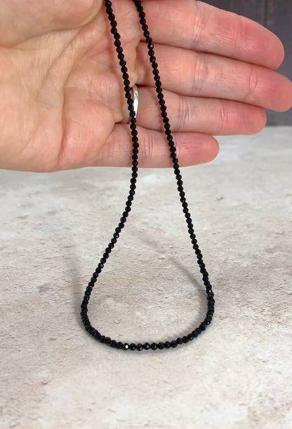 Dainty Black Tourmaline Gemstone Necklace