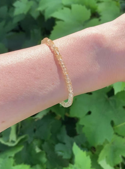Set Of 3 Dainty Gemstone Stacking Bracelets - Rhodochrosite, Citrine & Chalcedony