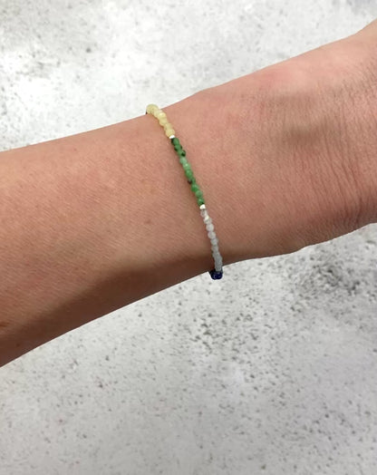 Dainty Seven Chakra Gemstone Bracelet (2mm)